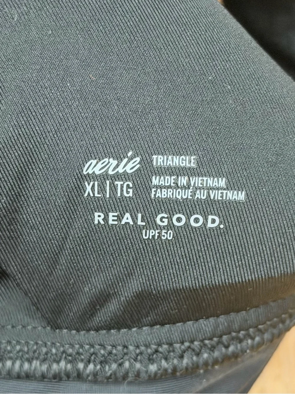 Aerie Black Longline Triangle Bralette Bikini Top UPF 50 XL